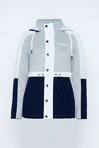 Color block mix media quilt jacket