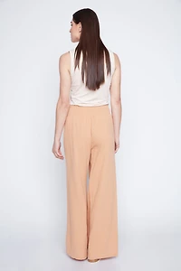 Wide leg cotton crinkle pant