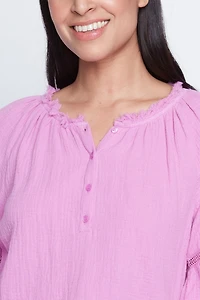 Flutter sleeve cotton crinkle top