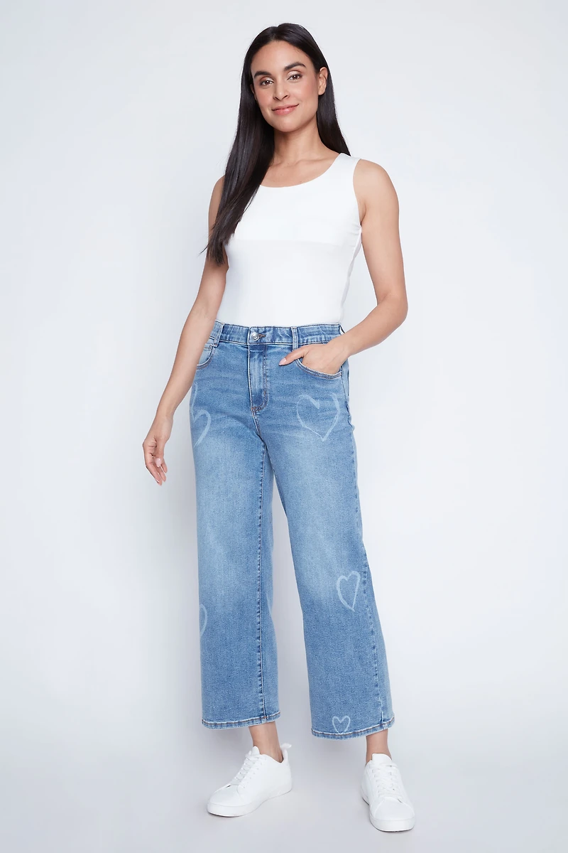 Jean à motif cœurs Sophia