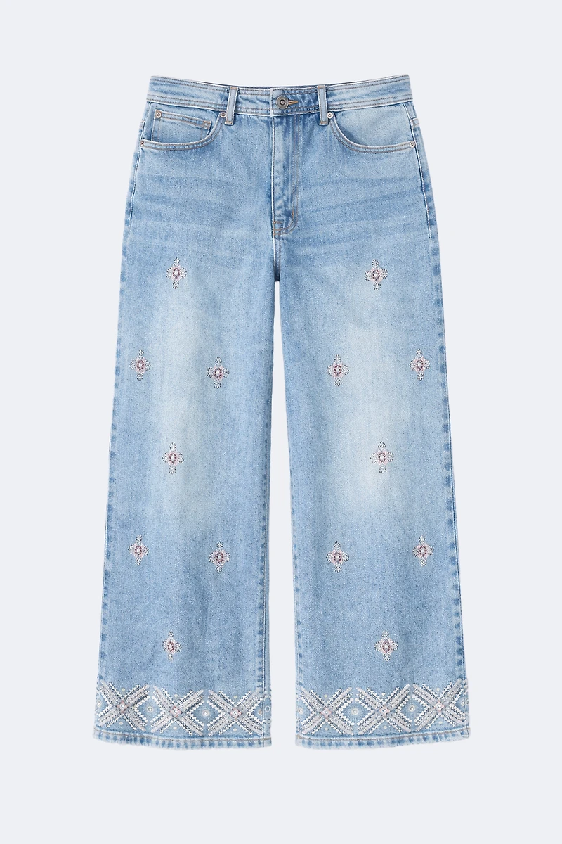 Audrey wide leg embroidery jean