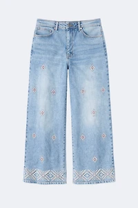Audrey wide leg embroidery jean
