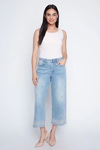 Audrey wide leg embroidery jean