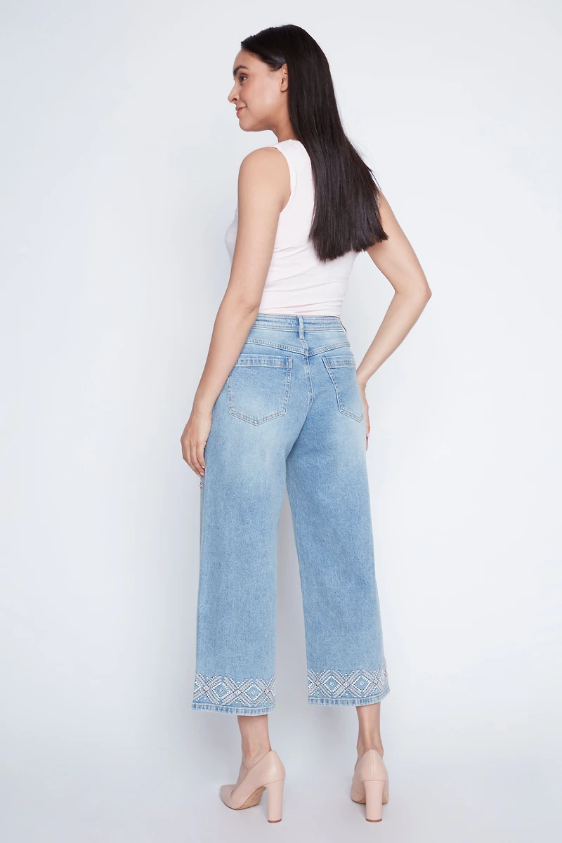 Audrey wide leg embroidery jean
