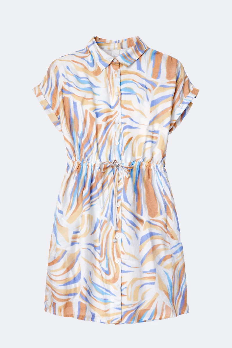 Printed dress with drawstring detail