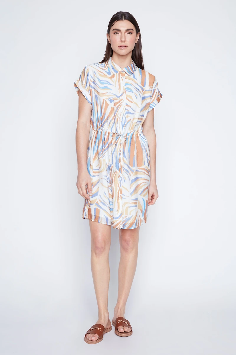 Printed dress with drawstring detail