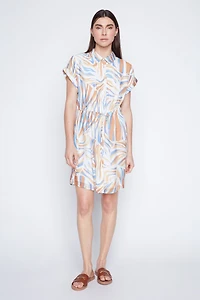 Printed dress with drawstring detail