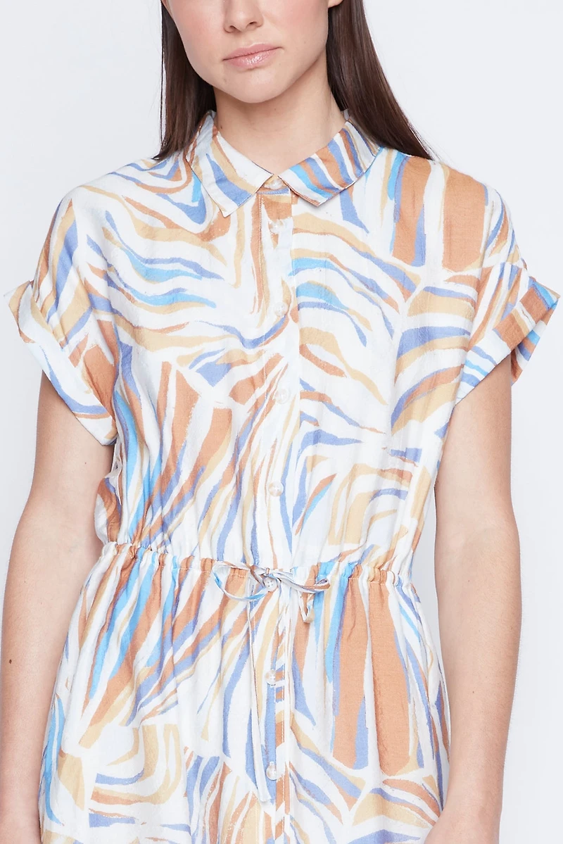 Printed dress with drawstring detail