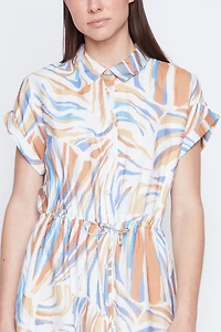 Printed dress with drawstring detail