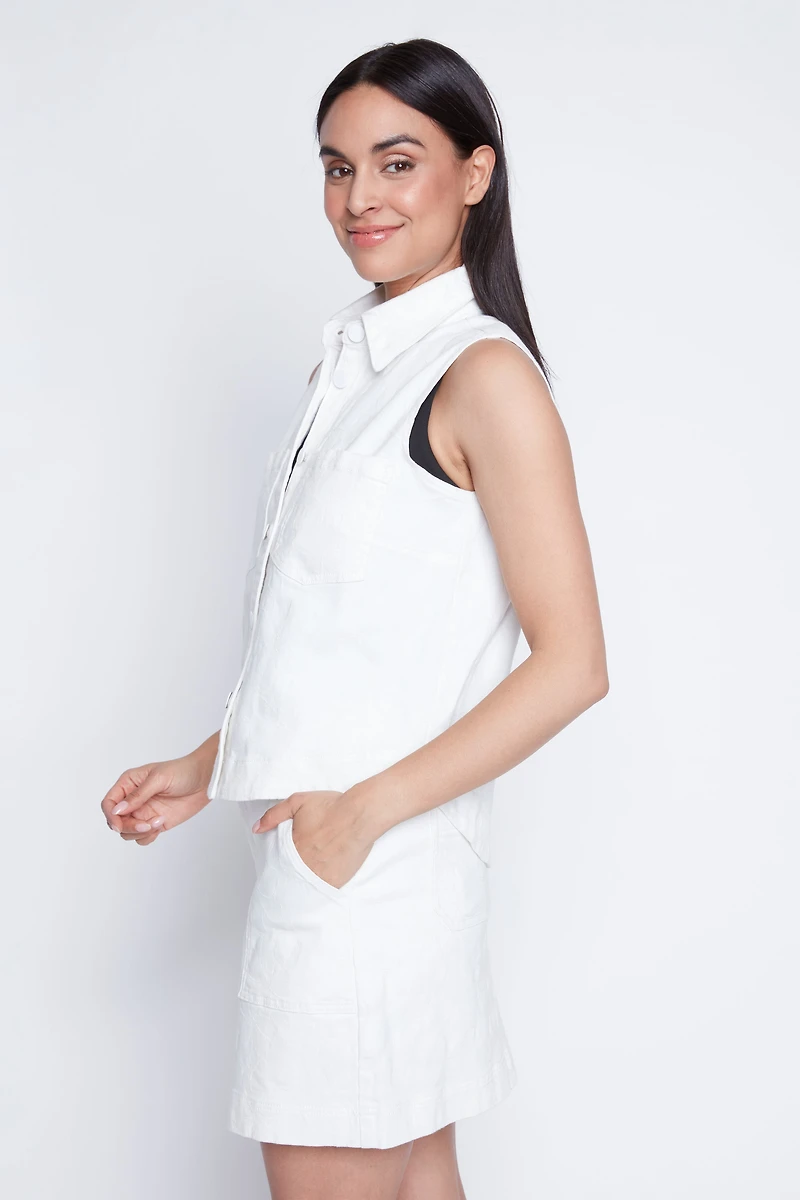 Floral embroidery denim vest