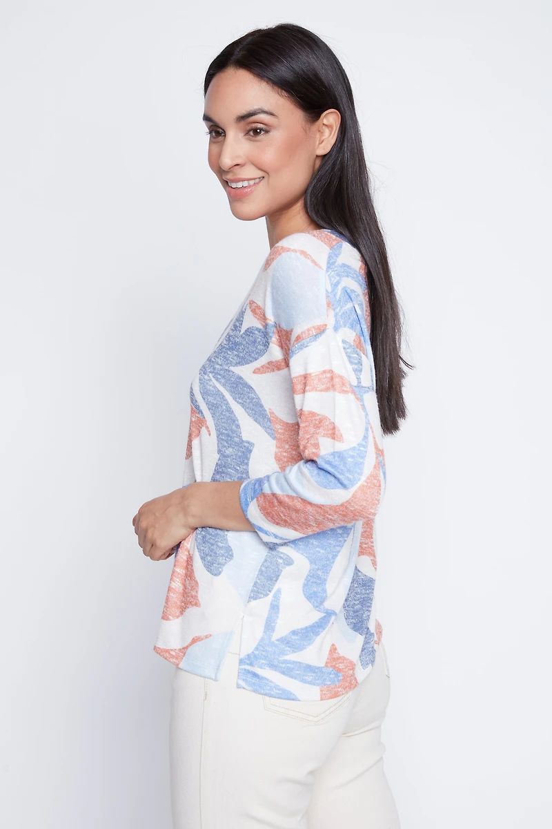 Pastel botanical leaf print top
