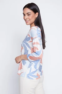 Pastel botanical leaf print top