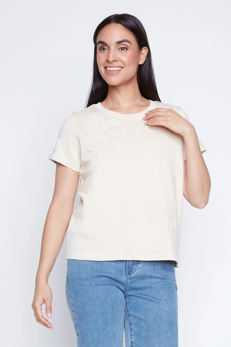 Floral applique tie dye t-shirt