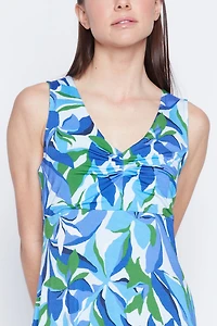 Leaf print jersey dress