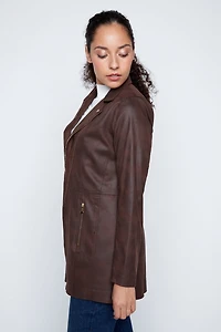 Long zipper detail pleather jacket