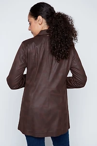 Long zipper detail pleather jacket