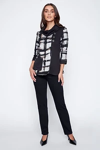 Plaid print cowl neck tunic