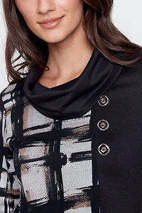 Plaid print cowl neck tunic