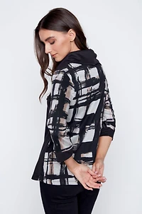 Plaid print cowl neck tunic