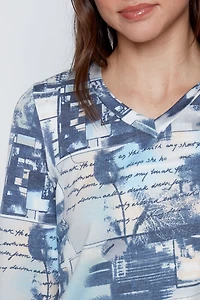 Printed french terry top