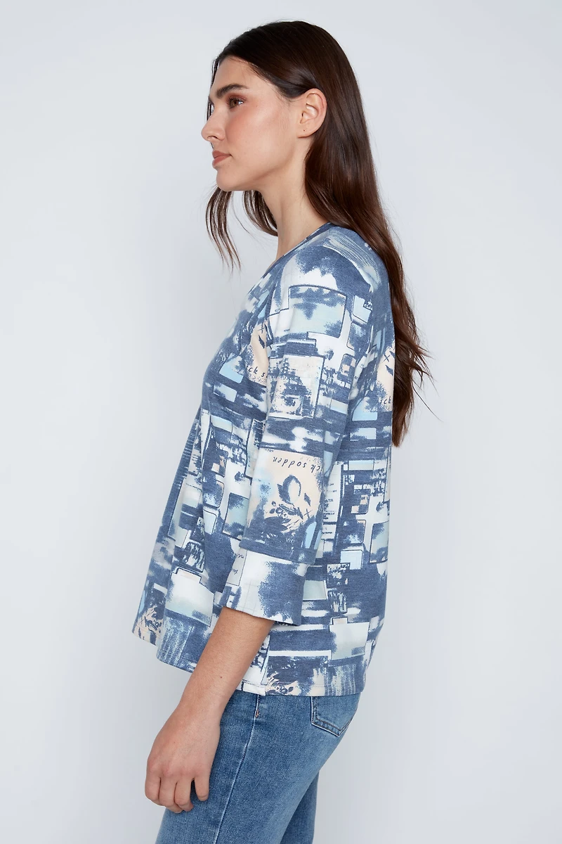 Printed french terry top