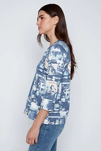 Printed french terry top