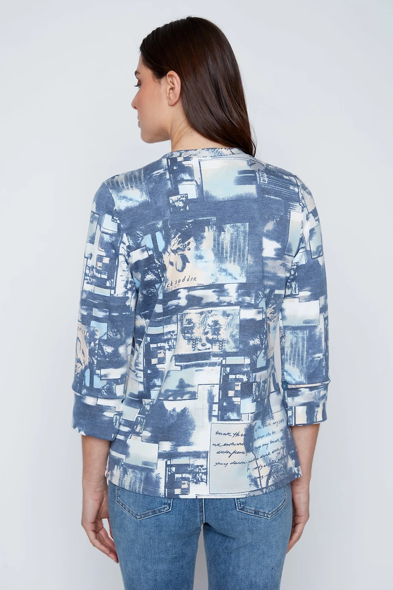 Printed french terry top