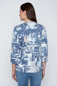 Printed french terry top