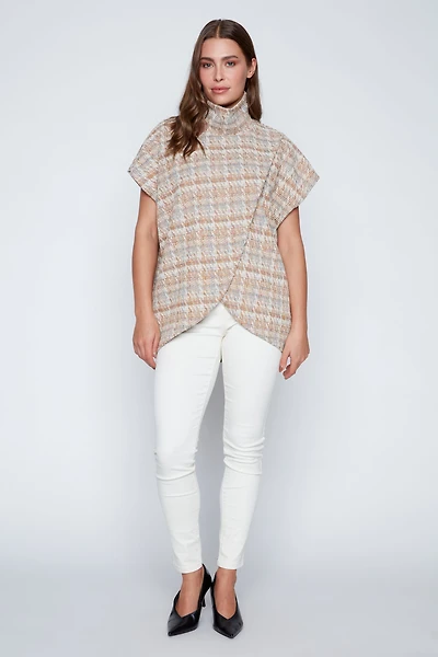 Boucle sleeveless cape