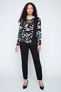 Animal print top with pleather tabs