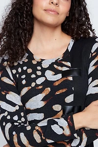 Animal print top with pleather tabs
