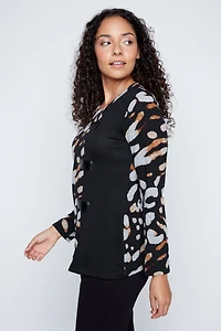 Animal print top with pleather tabs