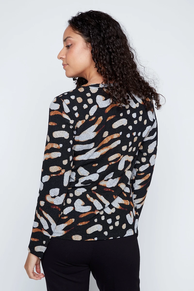 Animal print top with pleather tabs
