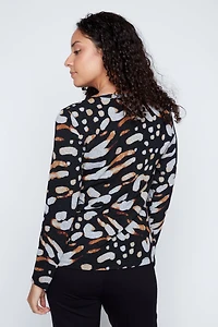 Animal print top with pleather tabs