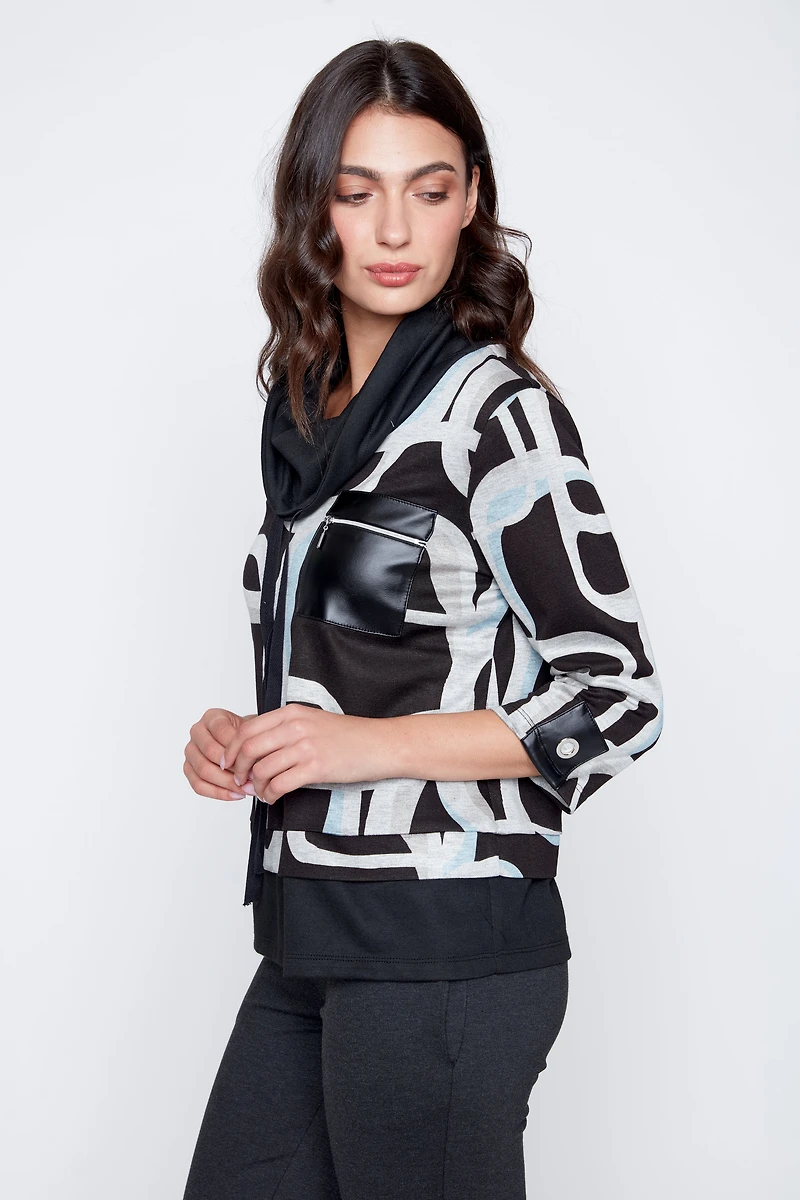 Print tunic with grommet detail
