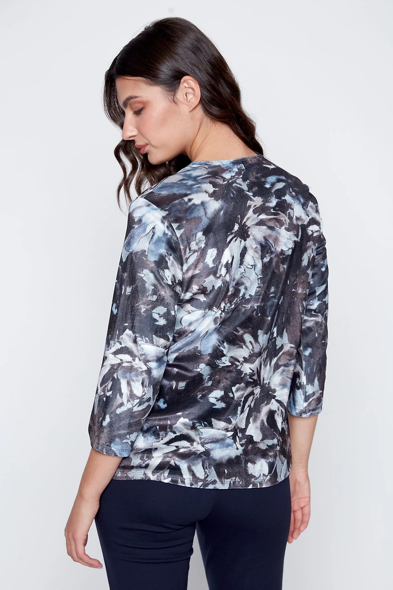 Le haut à paillettes imprimé floral