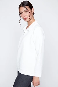 Textured knit top with zipper detail