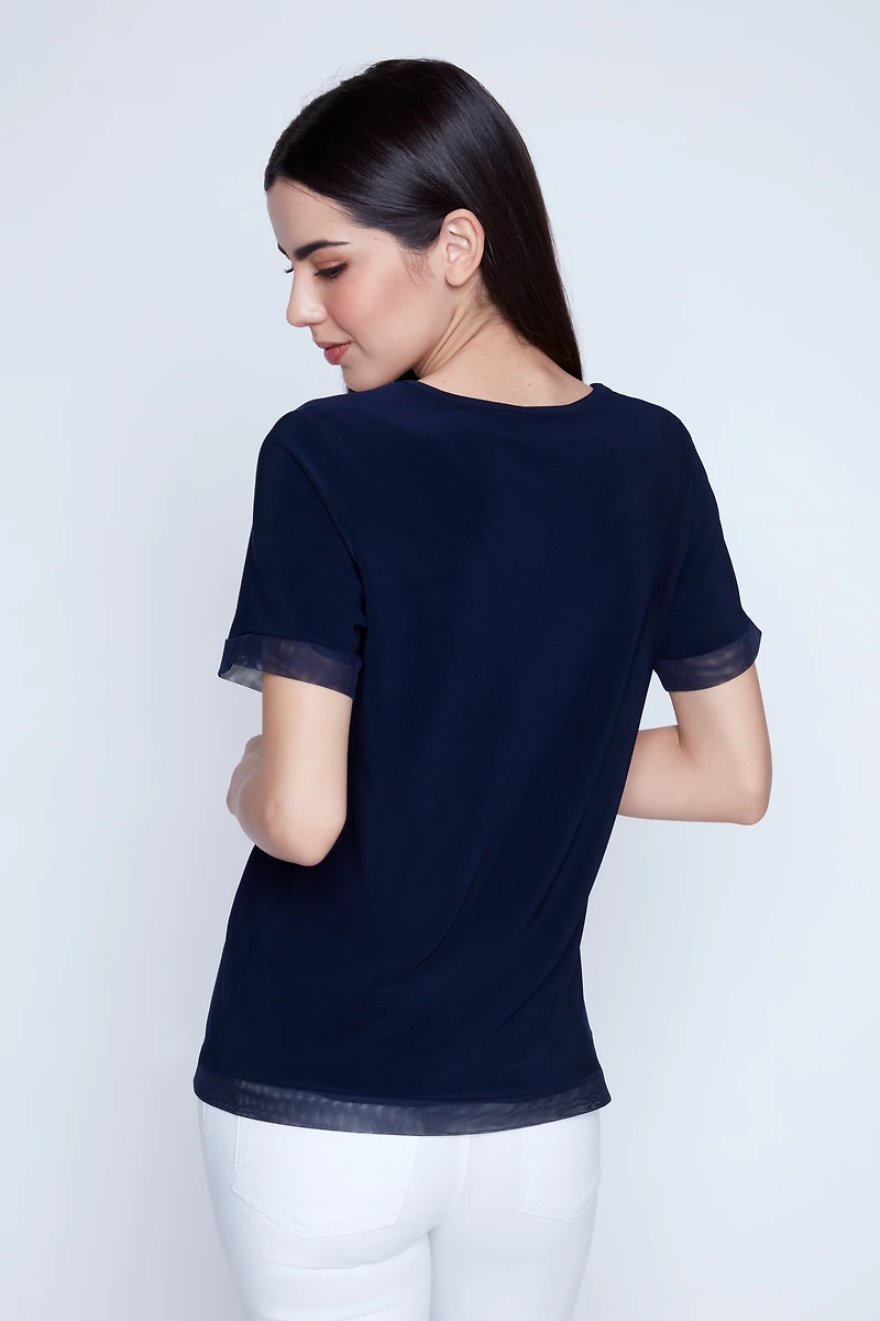 Mesh trim printed top