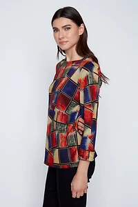 Printed double knit top