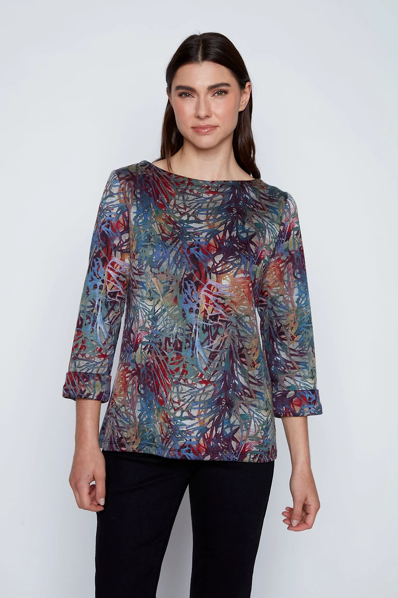 Printed double knit top