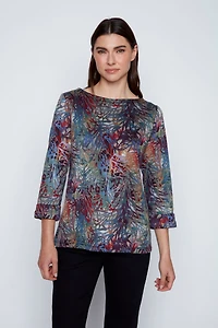 Printed double knit top