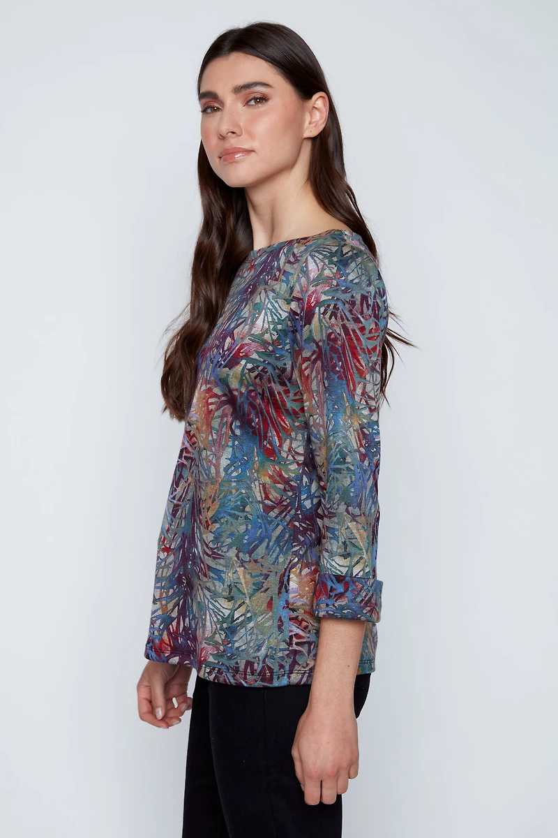 Printed double knit top