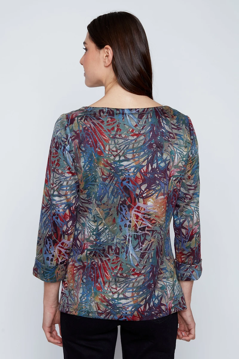 Printed double knit top