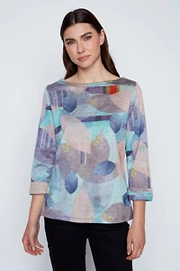 Printed double knit top