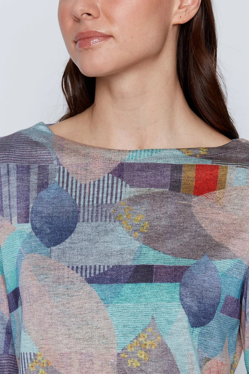 Printed double knit top