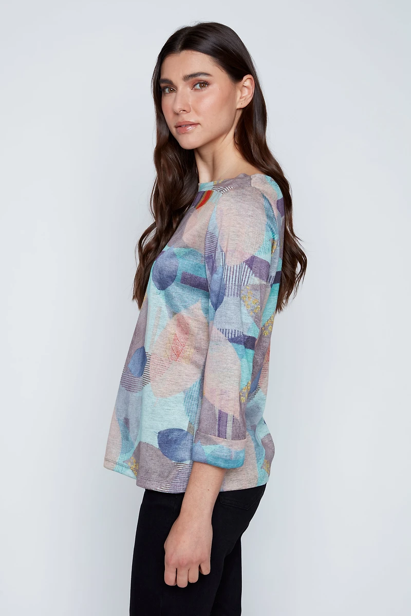Printed double knit top