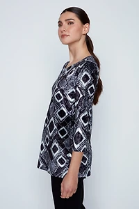 Geometric print velour top