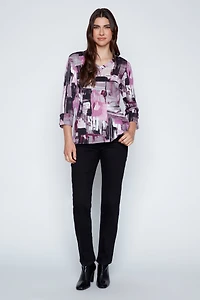 Printed sweater knit top