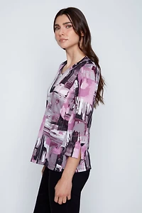 Printed sweater knit top