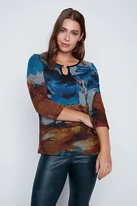 Printed top with buckle detail